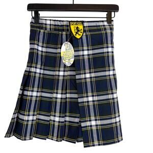 NWT Sport Kilt Womens Size S Black Navy Blue Pleated Skirt